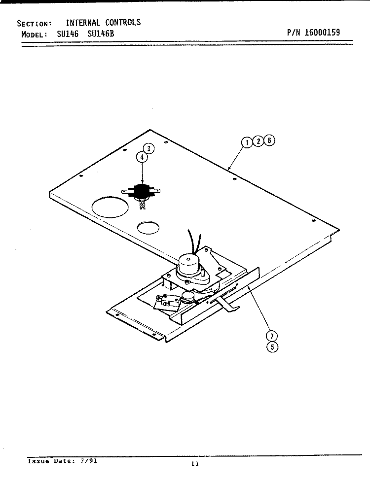 INTERNAL CONTROLS Diagram and Parts List for SU146B  Jenn-Air Range