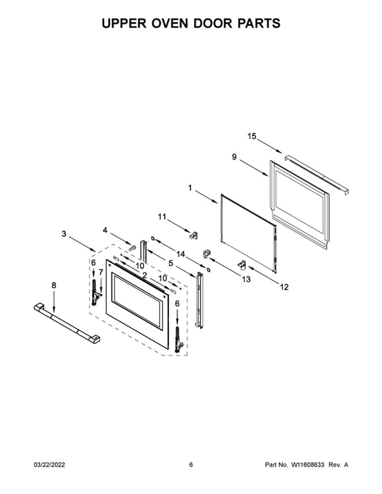 Upper Oven Door Parts Diagram and Parts List for JJW2830LL00  Maytag Wall Oven