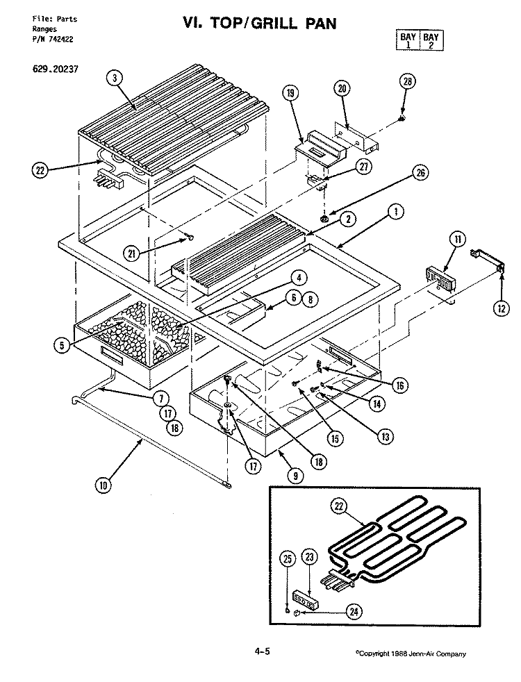 TOP Diagram and Parts List for 20237  Jenn-Air Range