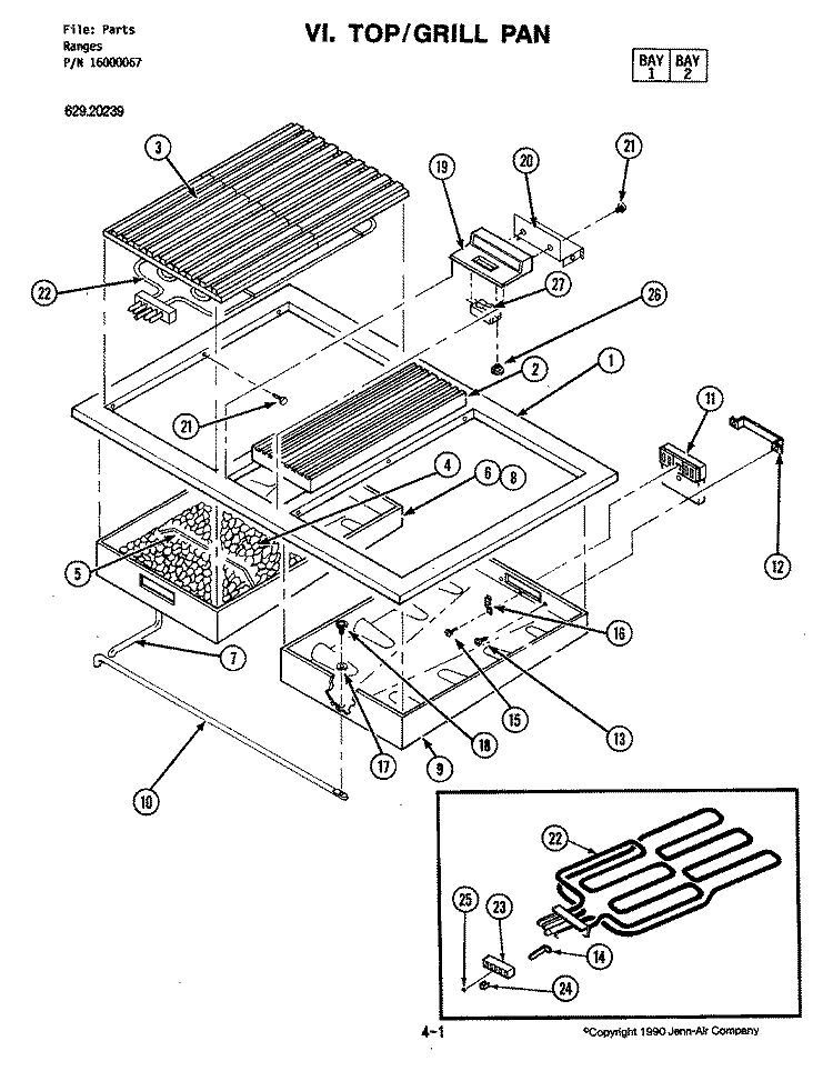 TOP Diagram and Parts List for 20239  Jenn-Air Range