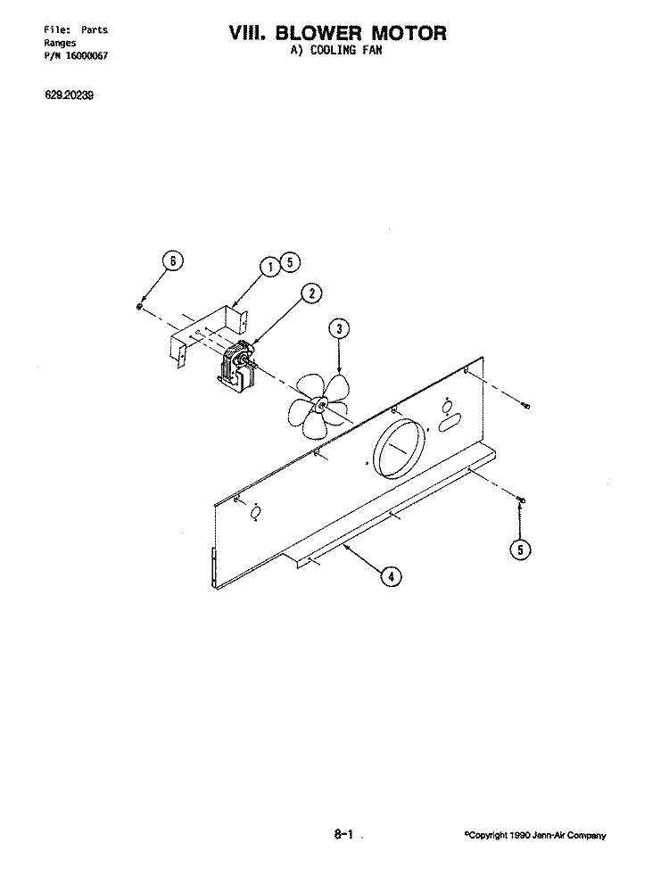 BLOWER MOTOR Diagram and Parts List for 20239  Jenn-Air Range