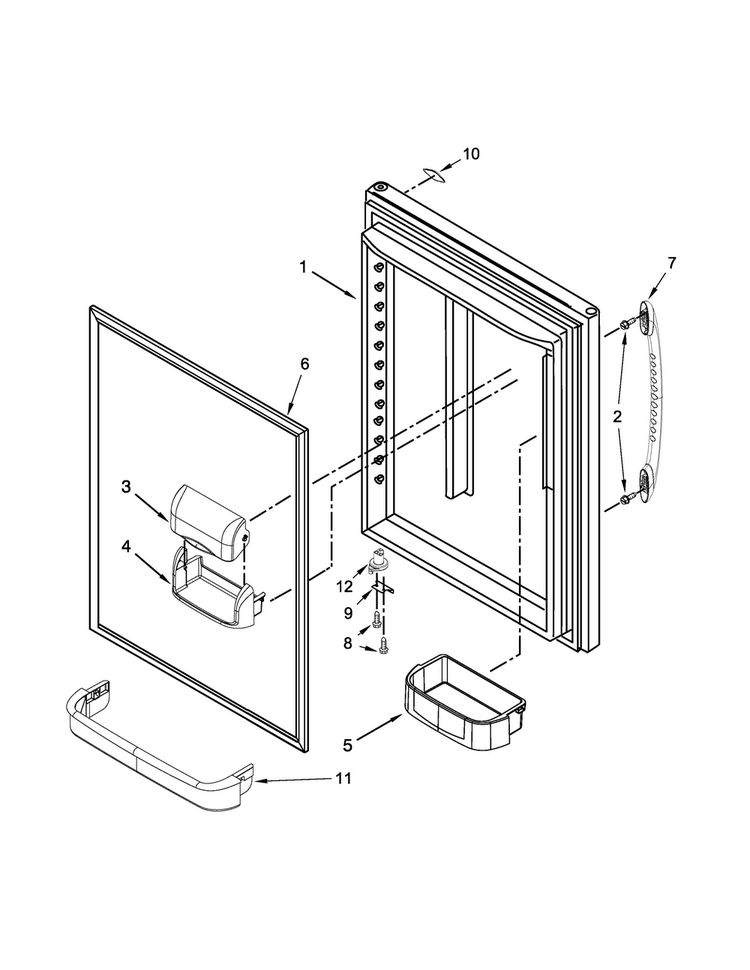 Refrigerator Door Parts Diagram and Parts List for MBL1957DEM00  Maytag Refrigerator