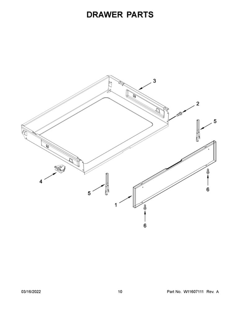 Drawer Parts Diagram and Parts List for YMER6600FZ5  Maytag Range