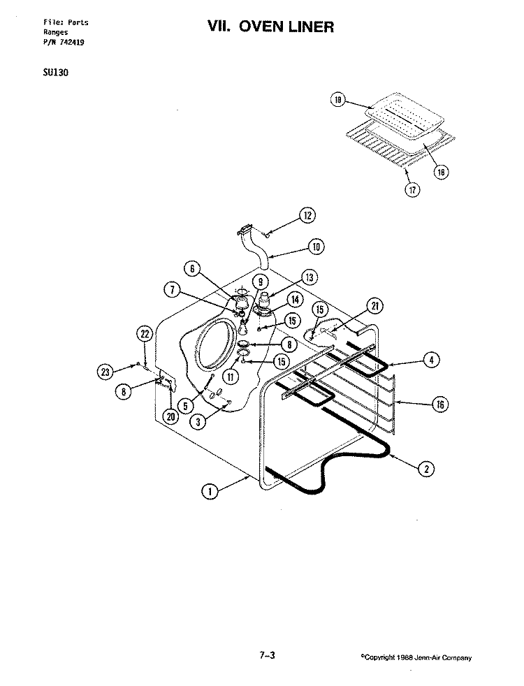 OVEN Diagram and Parts List for SU130  Jenn-Air Range
