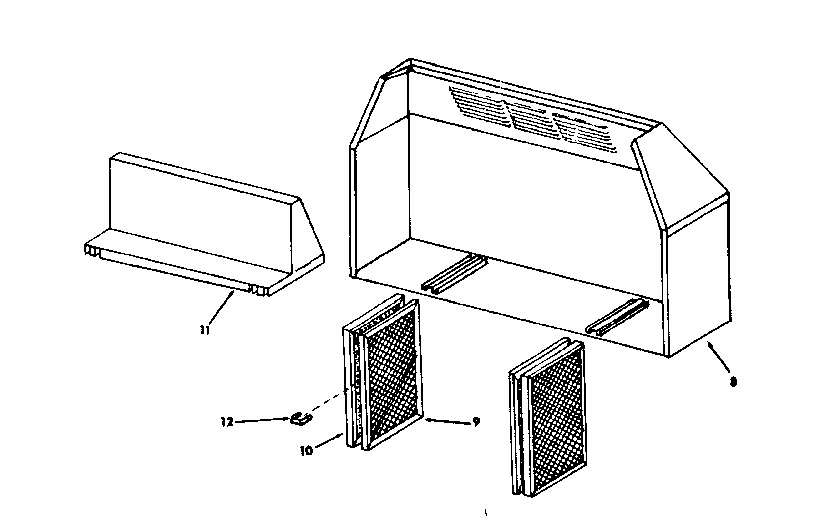 Canopy And Filter Parts Diagram and Parts List for 8505257212  Kenmore Range Hood