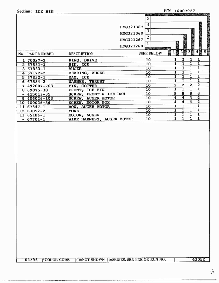 Ice Bin Page 2 Diagram and Parts List for HMG321267  Admiral Refrigerator