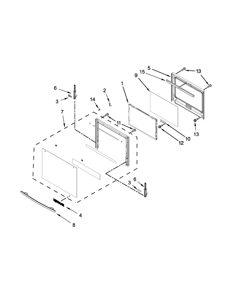 Oven Door Parts Diagram and Parts List for JMW2427DS00  Jenn-Air Microwave