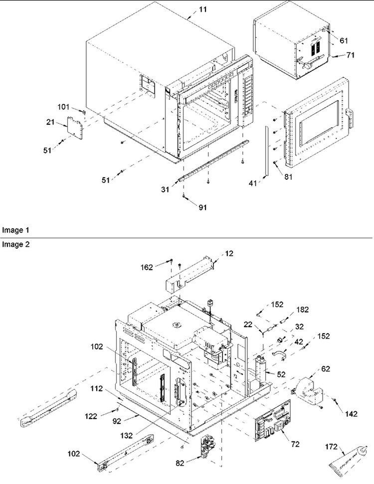 Outercase & Electrical Diagram and Parts List for UCA2000NT-P1325905  Amana Microwave