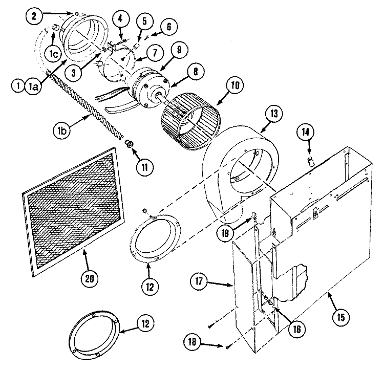 BLOWER PLENUM Diagram and Parts List for C221  Jenn-Air Cooktop