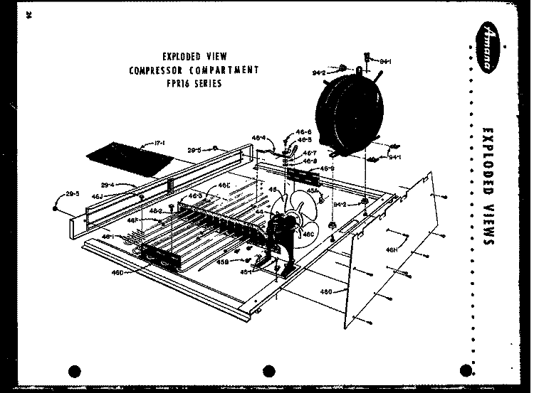 EXPLODED VIEW COMPRESSOR COMPARTMENT Diagram and Parts List for FPR18LB  Amana Refrigerator