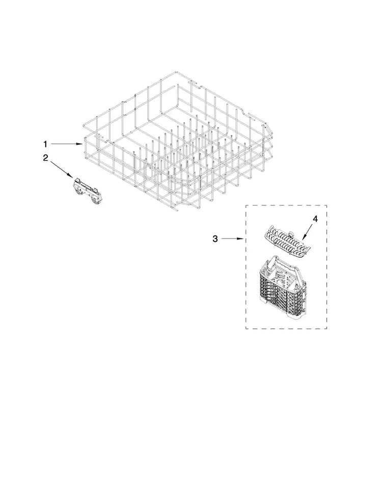 Lower Rack Parts Diagram and Parts List for ADB1400AWD1  Amana Dishwasher