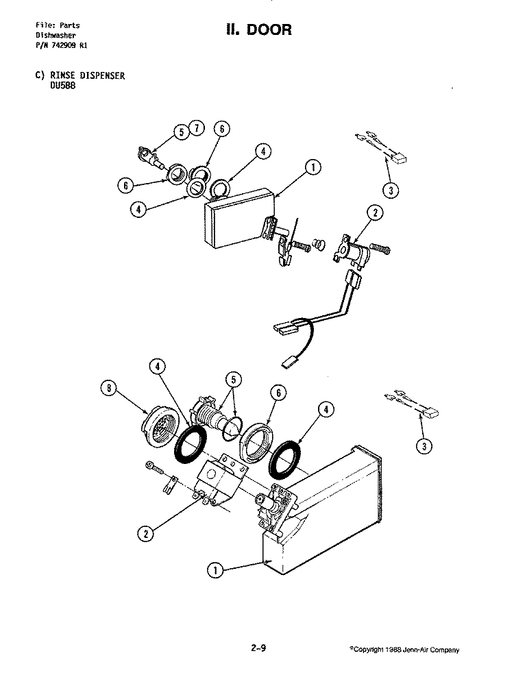 RINSE DISPENSER (DU588) Diagram and Parts List for DU588  Jenn-Air Dishwasher