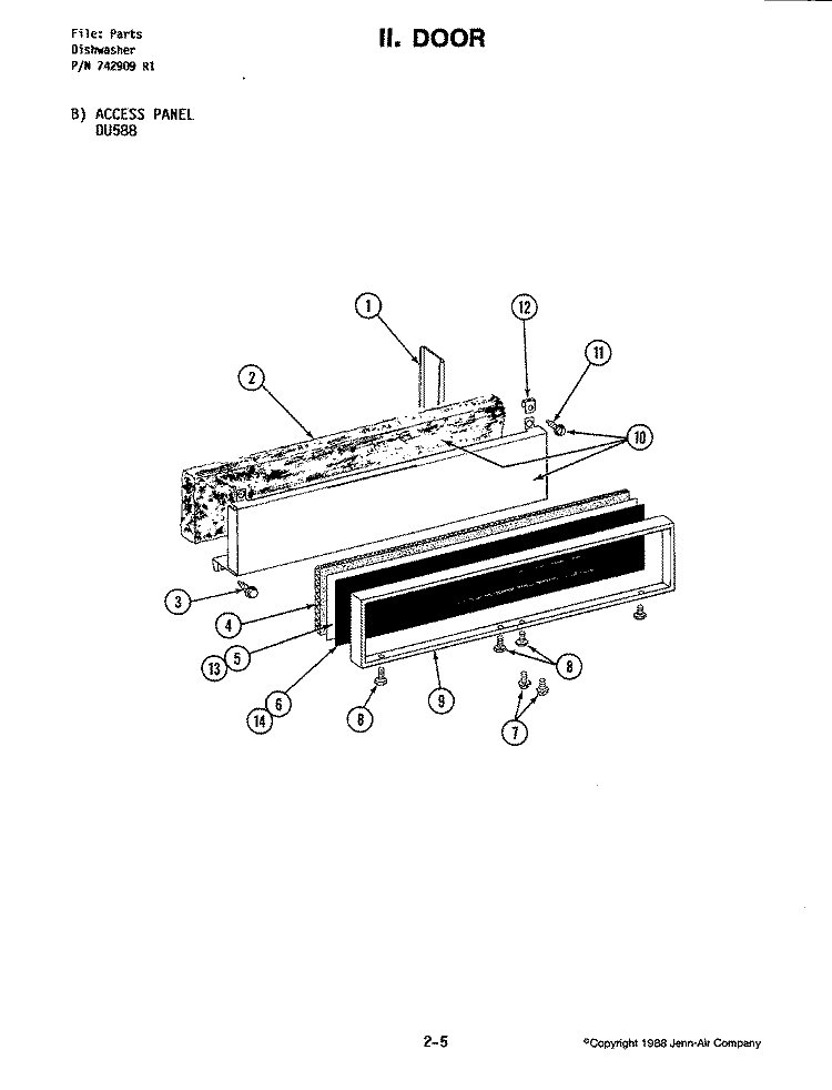 ACCESS PANEL (DU588) Diagram and Parts List for DU588  Jenn-Air Dishwasher