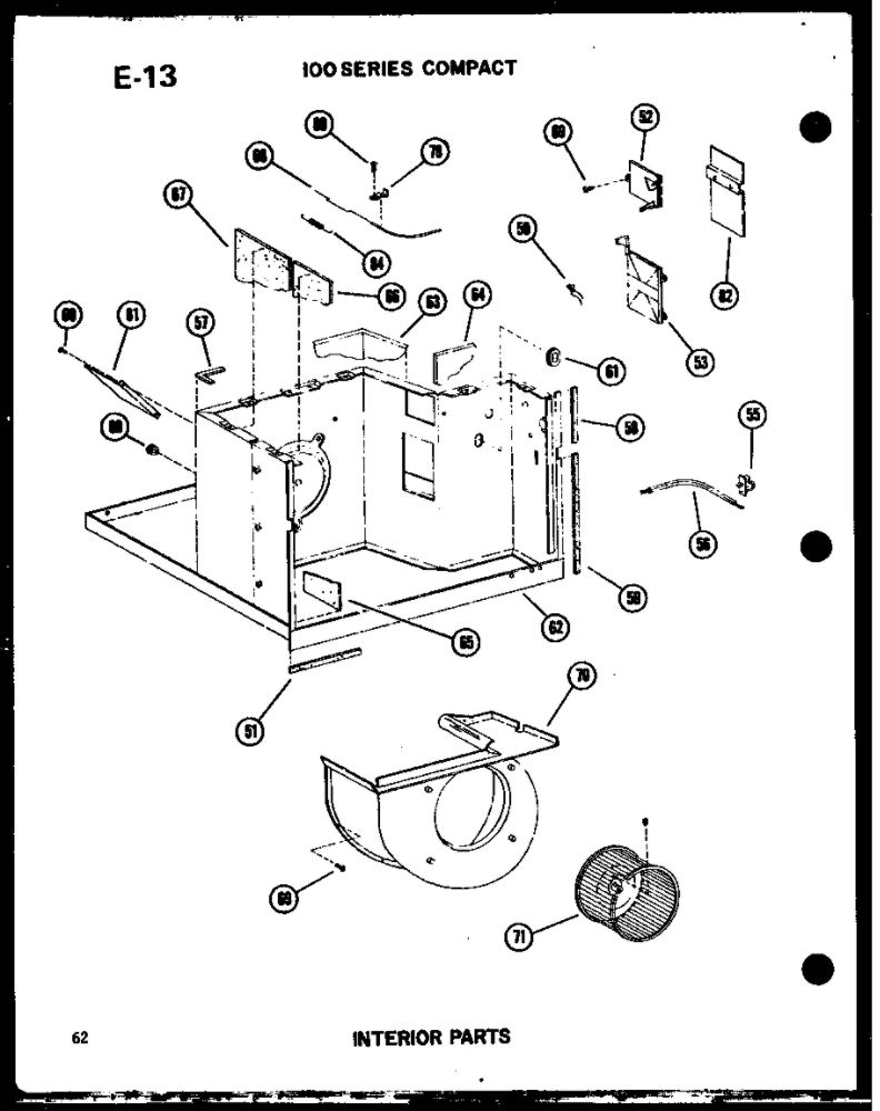 Interior Parts 1 Diagram and Parts List for 113-3W P54975-71R Amana Air Conditioner