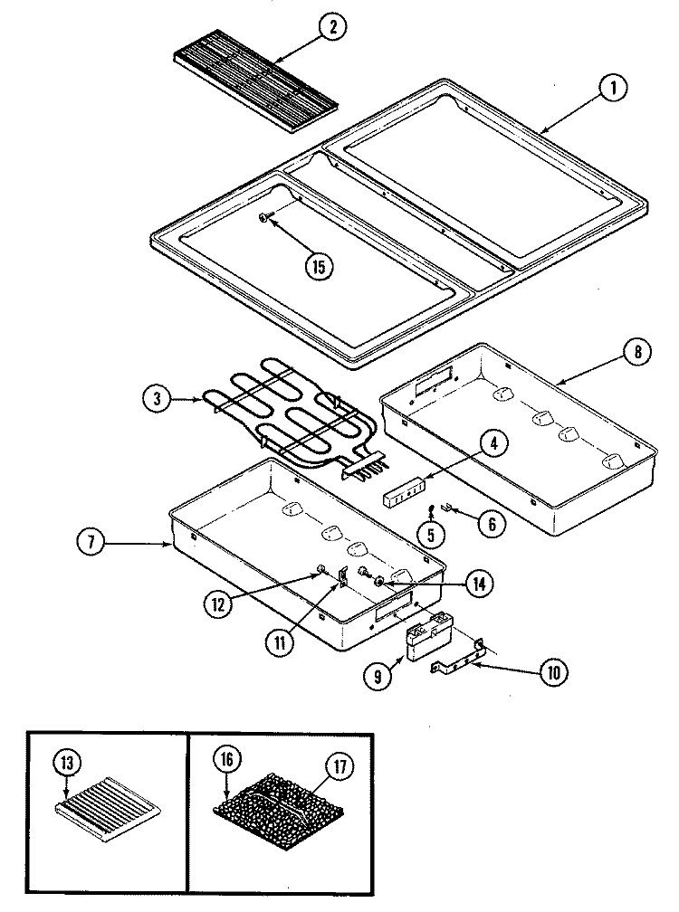 TOP ASSEMBLY Diagram and Parts List for 22116  Jenn-Air Cooktop