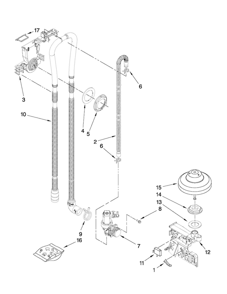 Fill, Drain And Overfill Parts Diagram and Parts List for MDB8949SAB1  Maytag Dishwasher