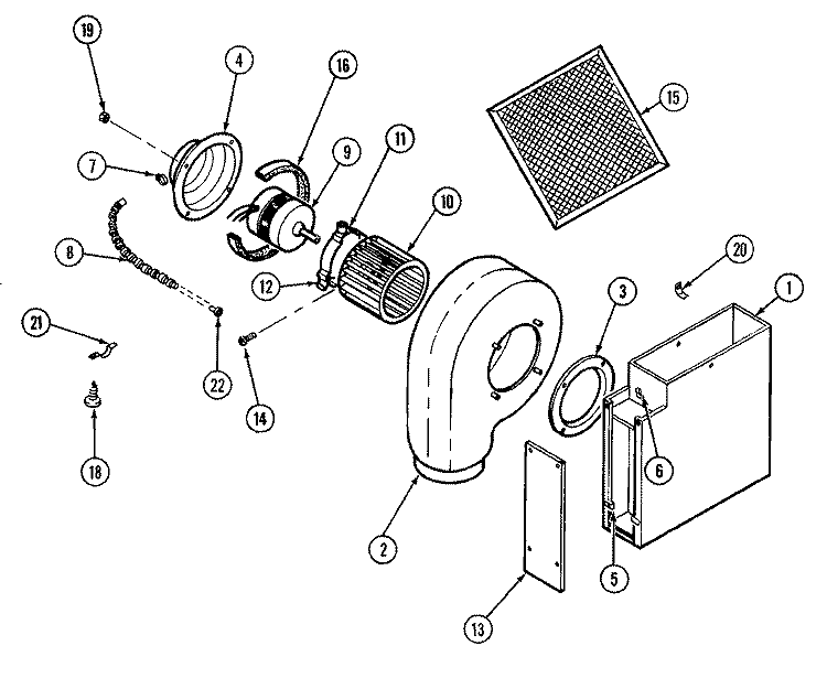 BLOWER MOTOR Diagram and Parts List for 22305  Jenn-Air Cooktop