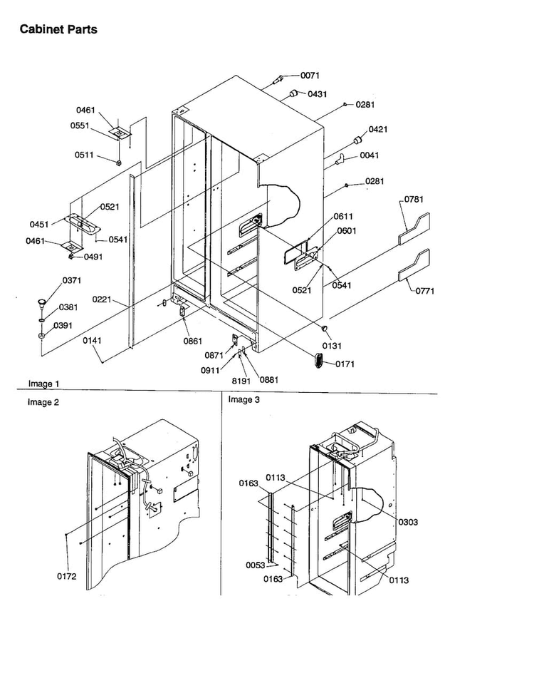 Cabinet Diagram and Parts List for SXD26VL-P1315202WL  Amana Refrigerator