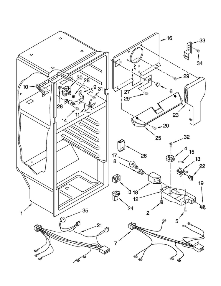 Liner Parts Diagram and Parts List for M4TXNWFYB00  Maytag Refrigerator