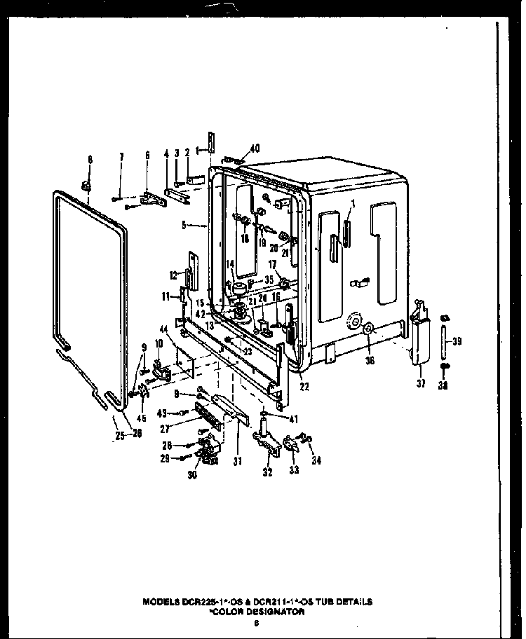 Section 13 Diagram and Parts List for DCR225-1V-OS  Caloric Dishwasher