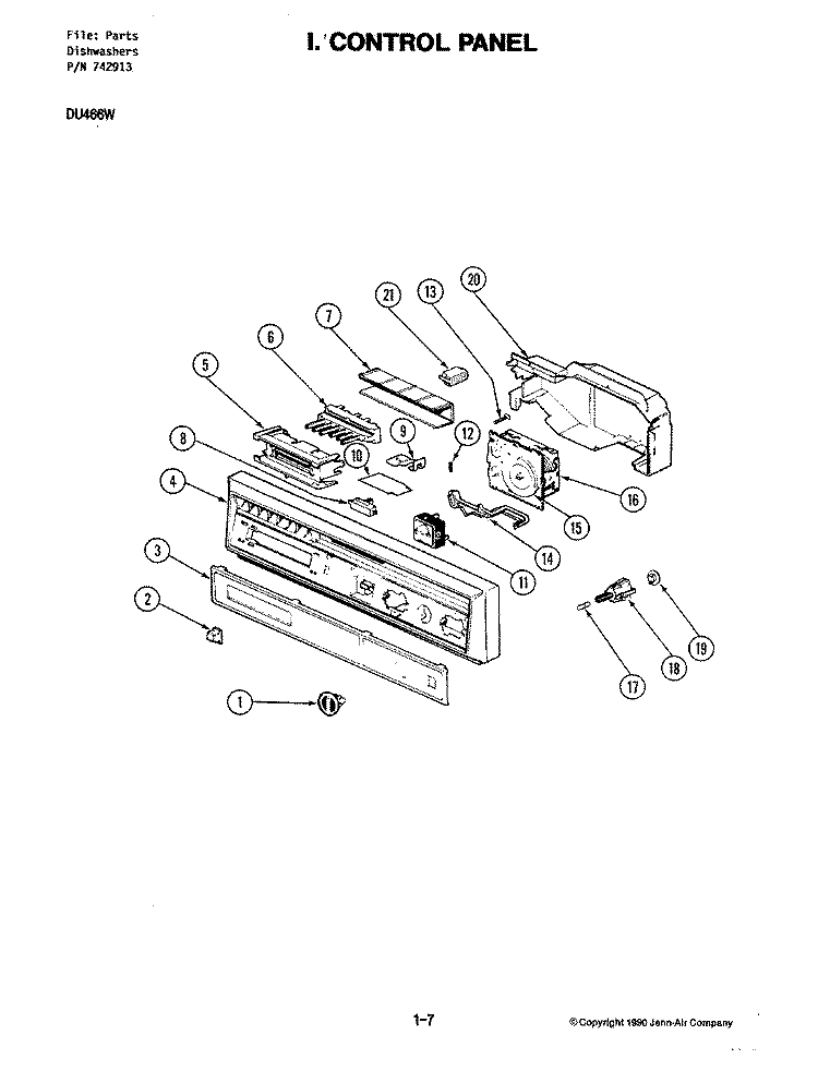 CONTROL PANEL (DU466W - 01 / 02) Diagram and Parts List for DU466W  Jenn-Air Dishwasher