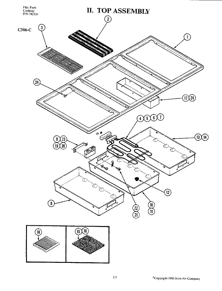 TOP ASSEMBLY (C306 - C) Diagram and Parts List for C306-C  Jenn-Air Cooktop