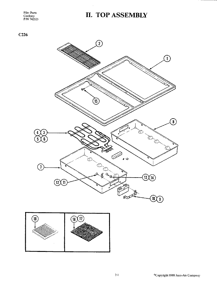 TOP ASSEMBLY (C226) Diagram and Parts List for C226  Jenn-Air Cooktop