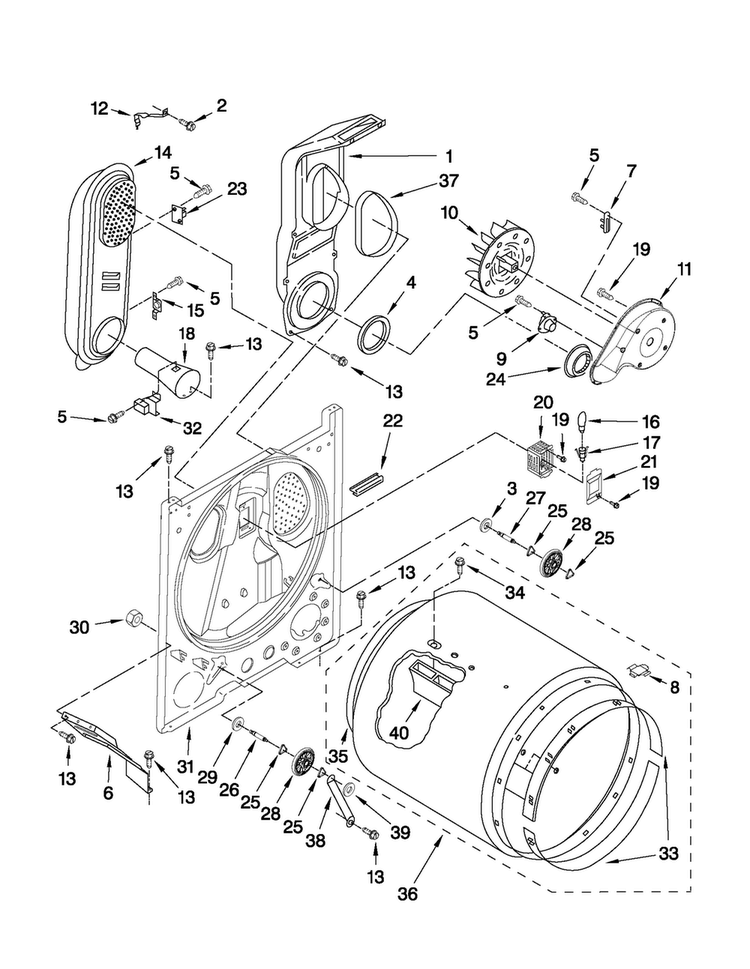 Bulkhead Parts Diagram and Parts List for CGD126SXQ1  Crosley Dryer