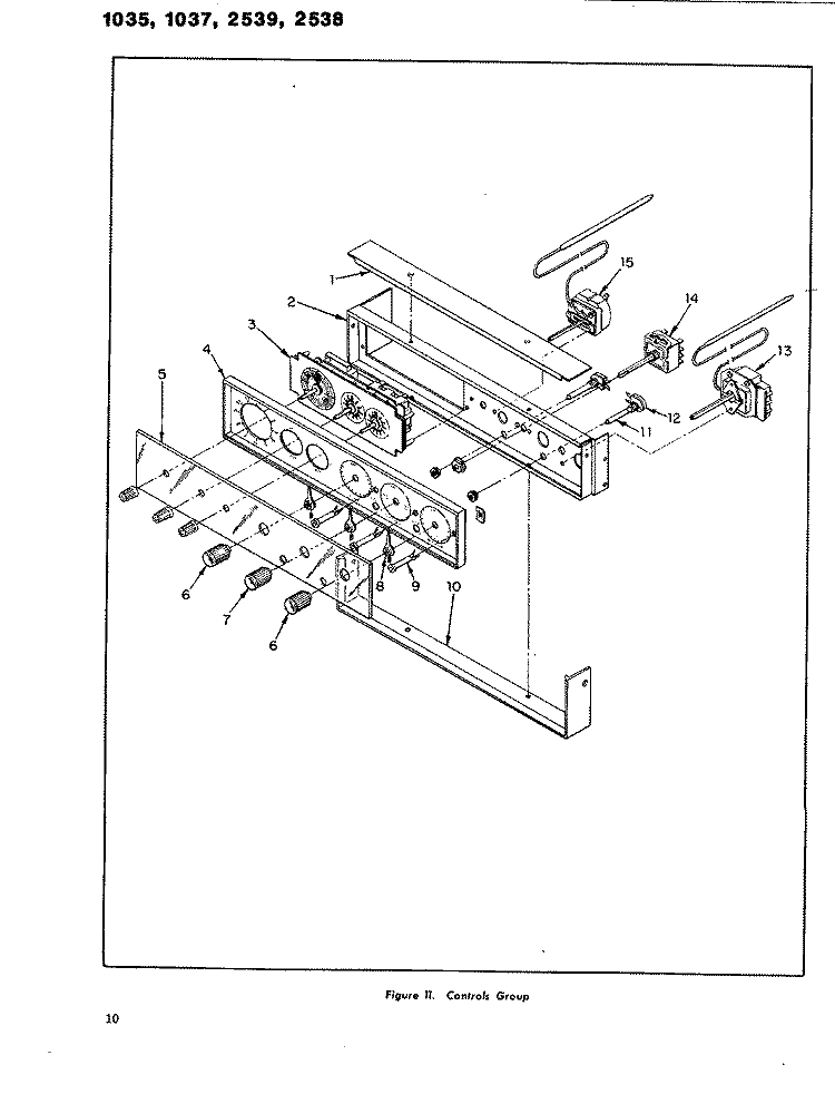CONTROLS GROUP Diagram and Parts List for 1035  Hoover Wall Oven
