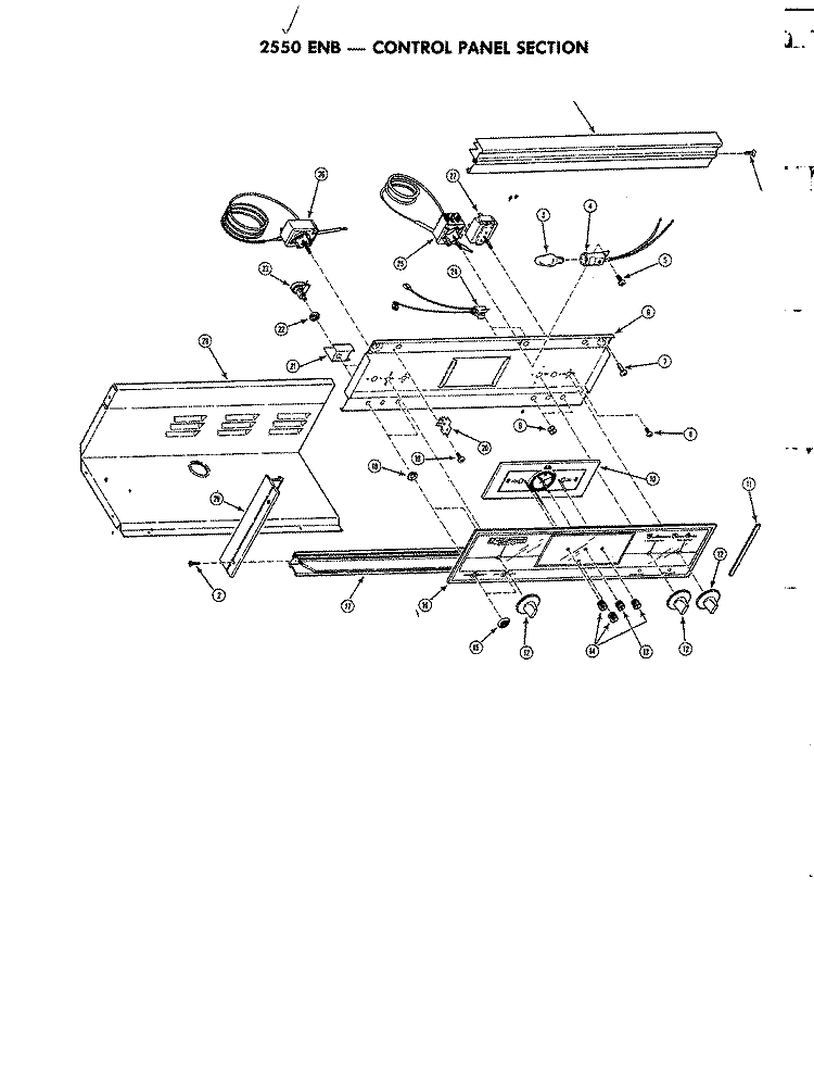 CONTROL PANEL Diagram and Parts List for 2550ENB  Jenn-Air Wall Oven