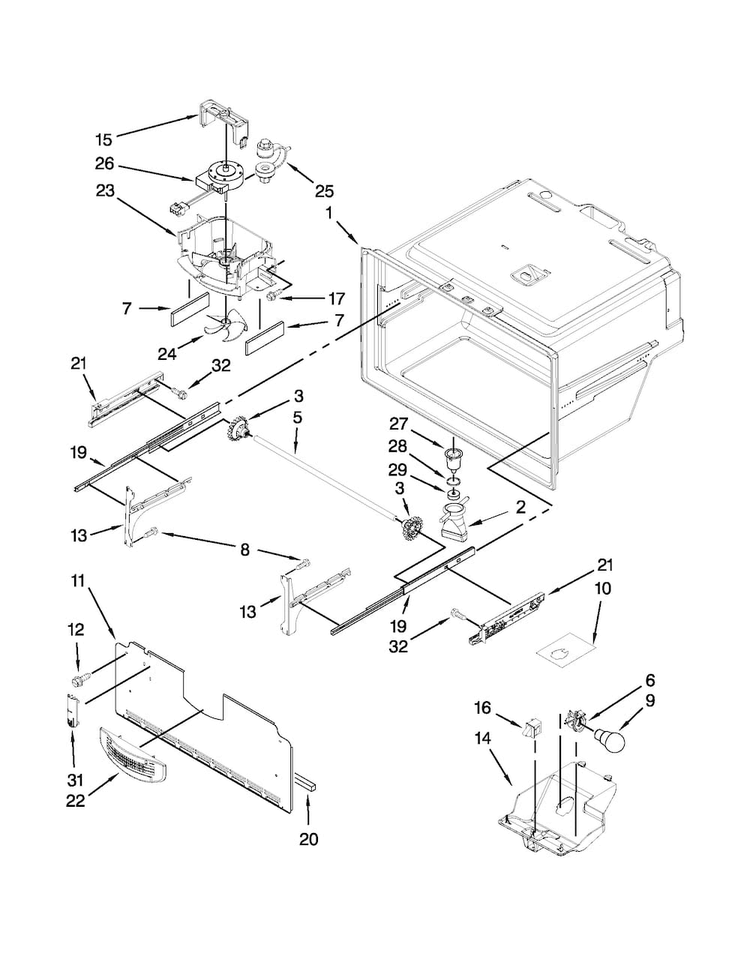 Freezer Liner Parts Diagram and Parts List for MFI2670XEW8  Maytag Refrigerator
