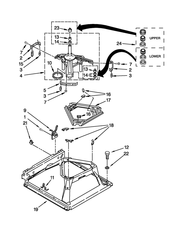 Machine Base Parts Diagram and Parts List for MGT3800XW2  Maytag Washer Dryer Combo