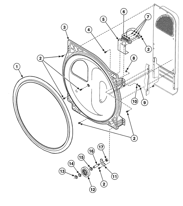 Roller Assy Diagram and Parts List for SDGF09QJ  Speed Queen Dryer