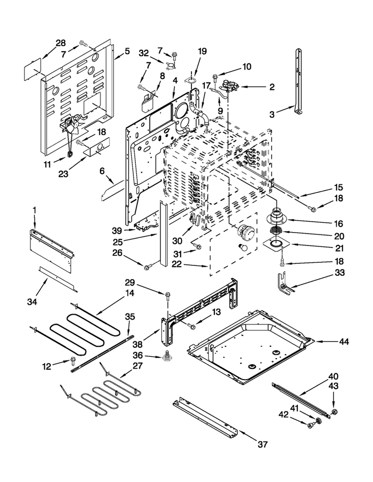 Chassis Parts Diagram and Parts List for MES5752BAS17  Maytag Range