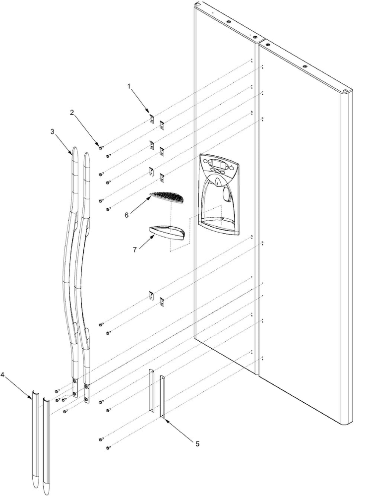 Handles And Trim Diagram and Parts List for XRSS264BW-PXRSS264BW0  Amana Refrigerator