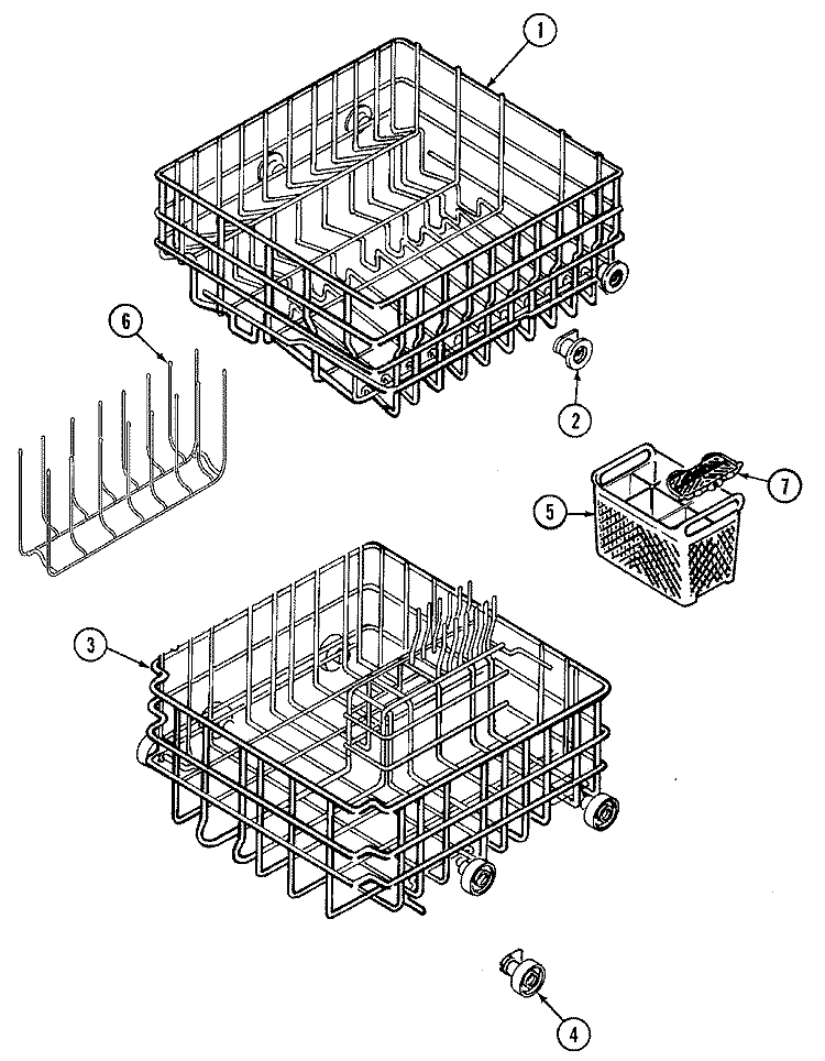 RACKS Diagram and Parts List for DW730W  Jenn-Air Dishwasher