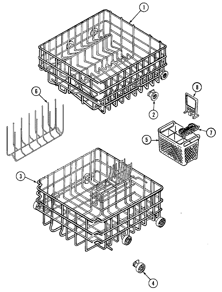 RACKS (DW760S) Diagram and Parts List for DW760S  Jenn-Air Dishwasher