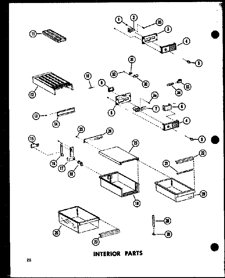 Interior Parts Diagram and Parts List for TC18C-C-P73500-16WC  Amana Refrigerator