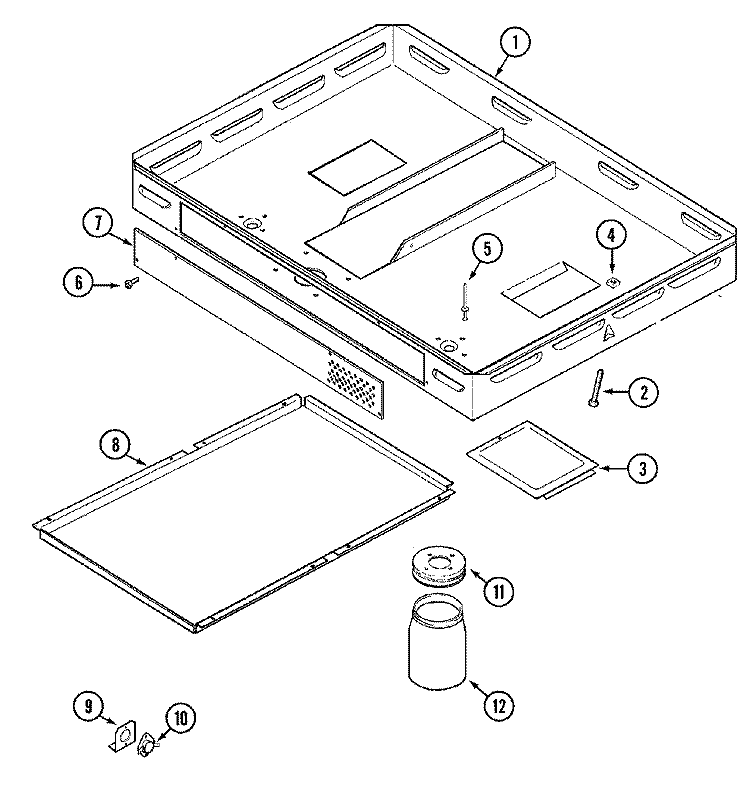 BURNER BOX ASSEMBLY Diagram and Parts List for CG206B-E  Jenn-Air Cooktop
