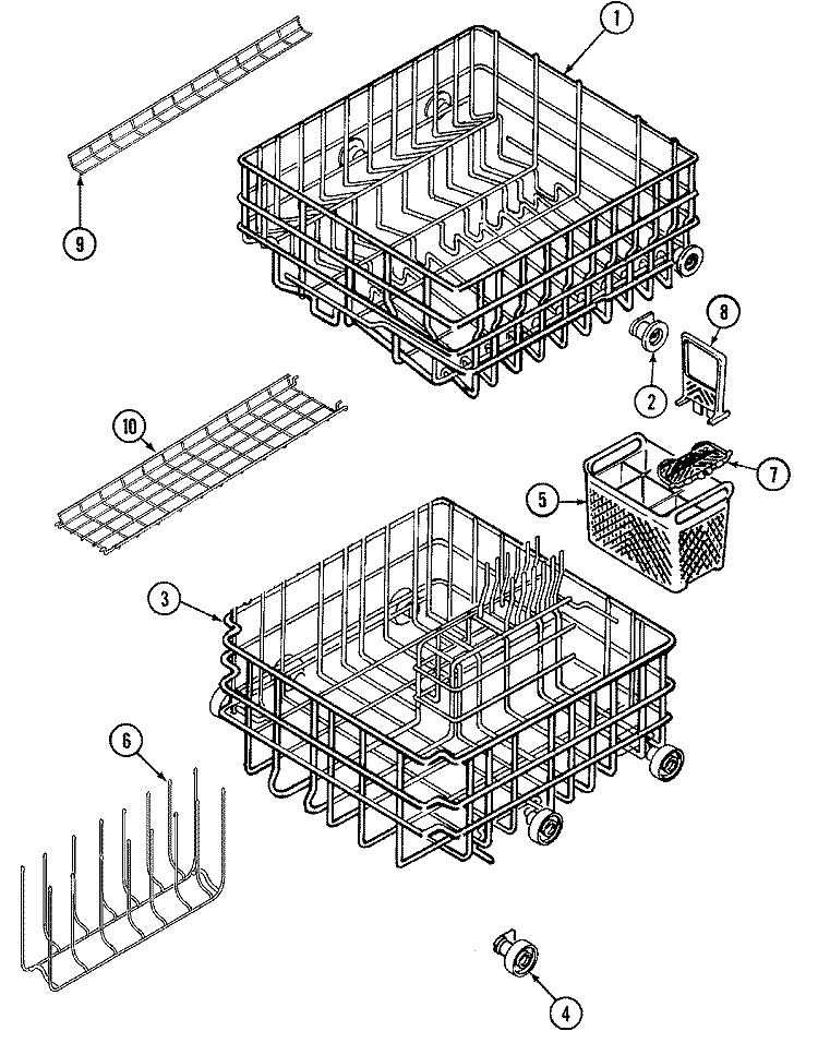 RACKS Diagram and Parts List for DW860UQB  Jenn-Air Dishwasher