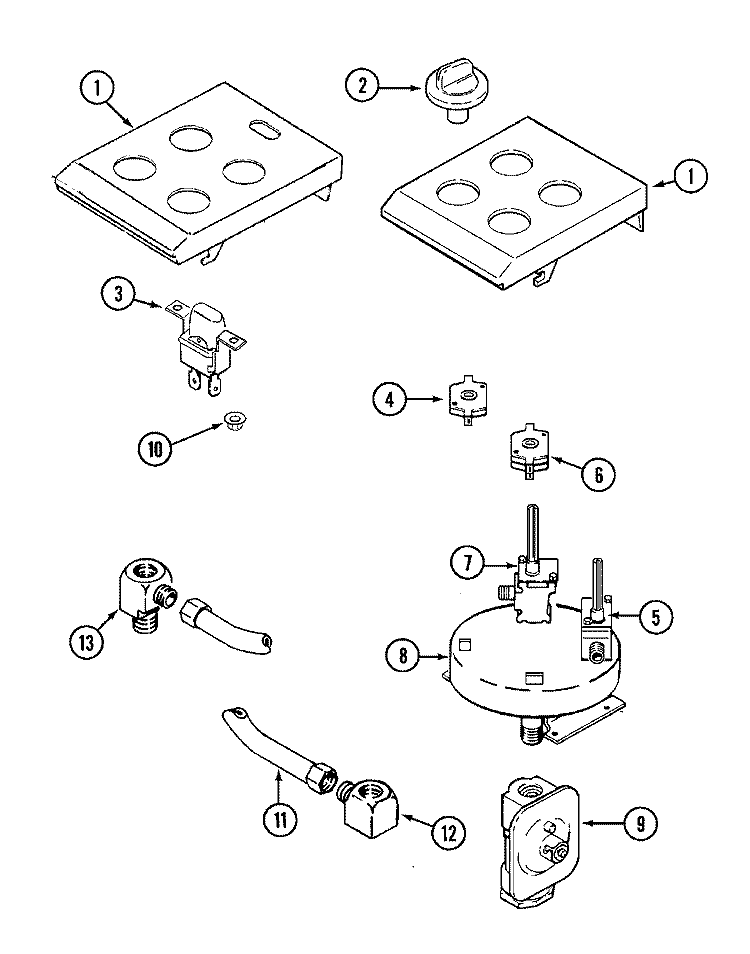 CONTROL PANEL Diagram and Parts List for CVG316B  Jenn-Air Cooktop