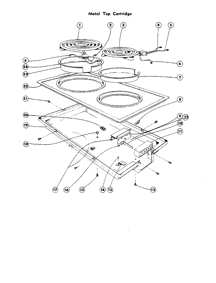 METAL TOP CARTRIDGE Diagram and Parts List for 3860ERS  Jenn-Air Cooktop