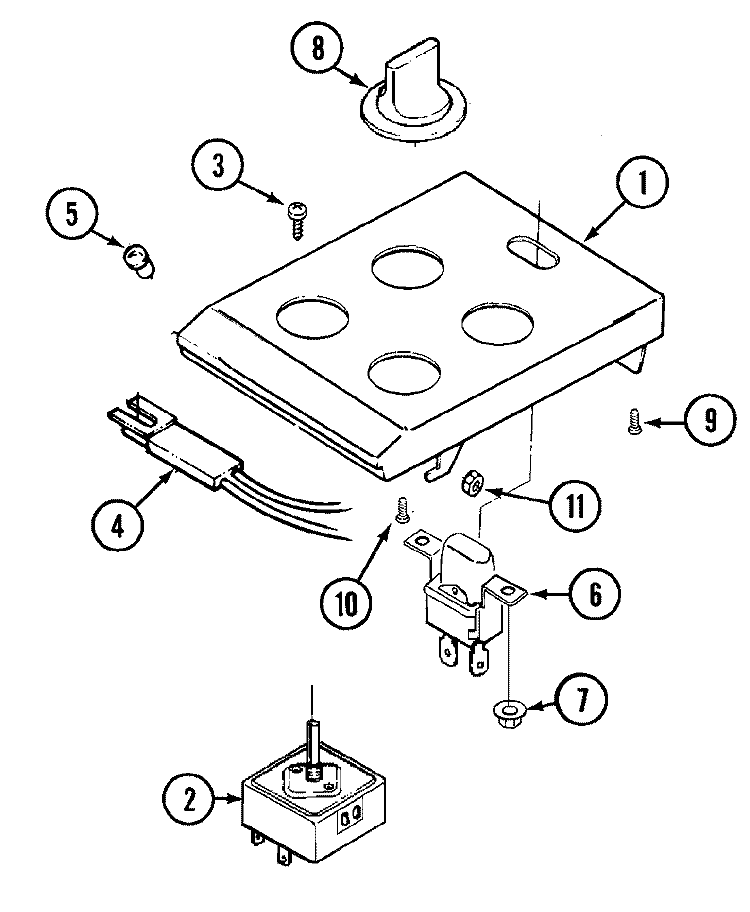 CONTROL PANEL Diagram and Parts List for CVE407B  Jenn-Air Cooktop