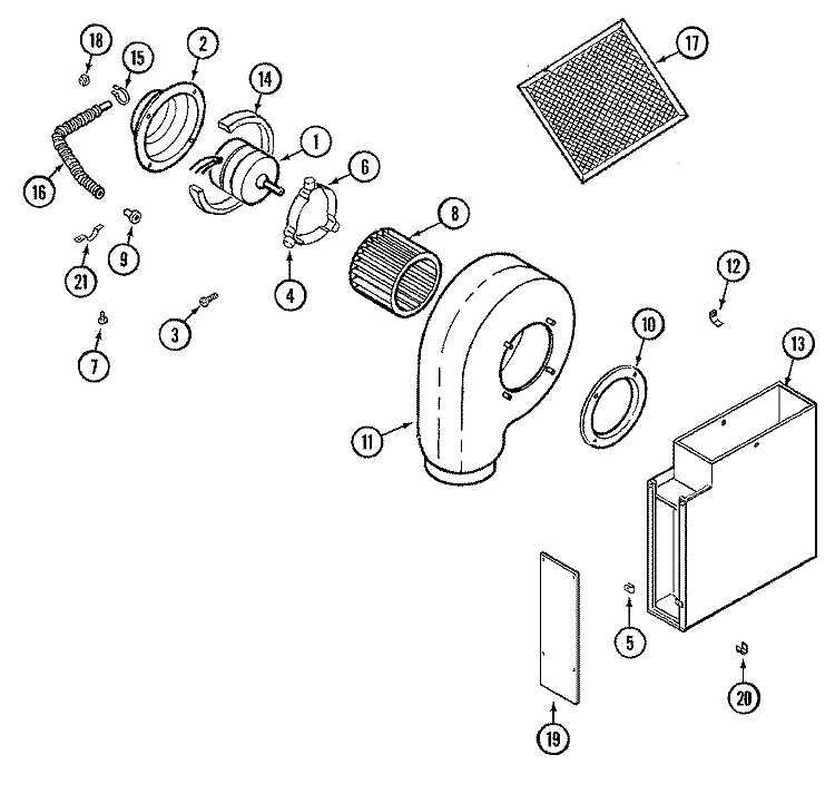 BLOWER PLENUM Diagram and Parts List for CVE407B  Jenn-Air Cooktop