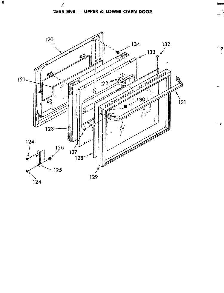 OVEN DOOR (UPPER & LOWER) Diagram and Parts List for 2555ENB  Jenn-Air Range