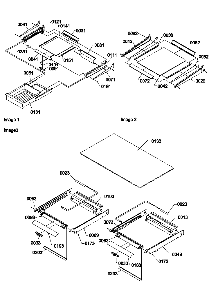 Shelving Assemblies Diagram and Parts List for THI21TL-P1302602WL  Amana Refrigerator
