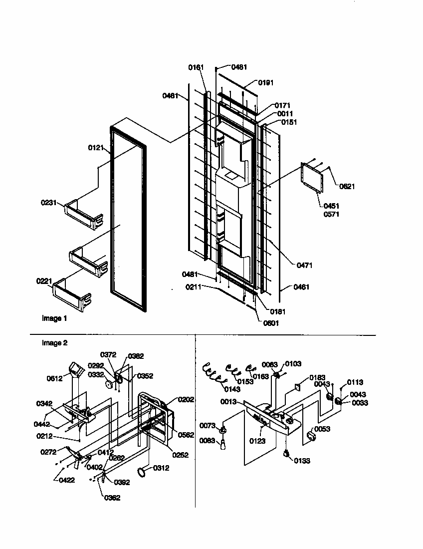 Fz Door & Cavity Cover Assemblies Diagram and Parts List for S148DA01-P1305602W  Amana Refrigerator