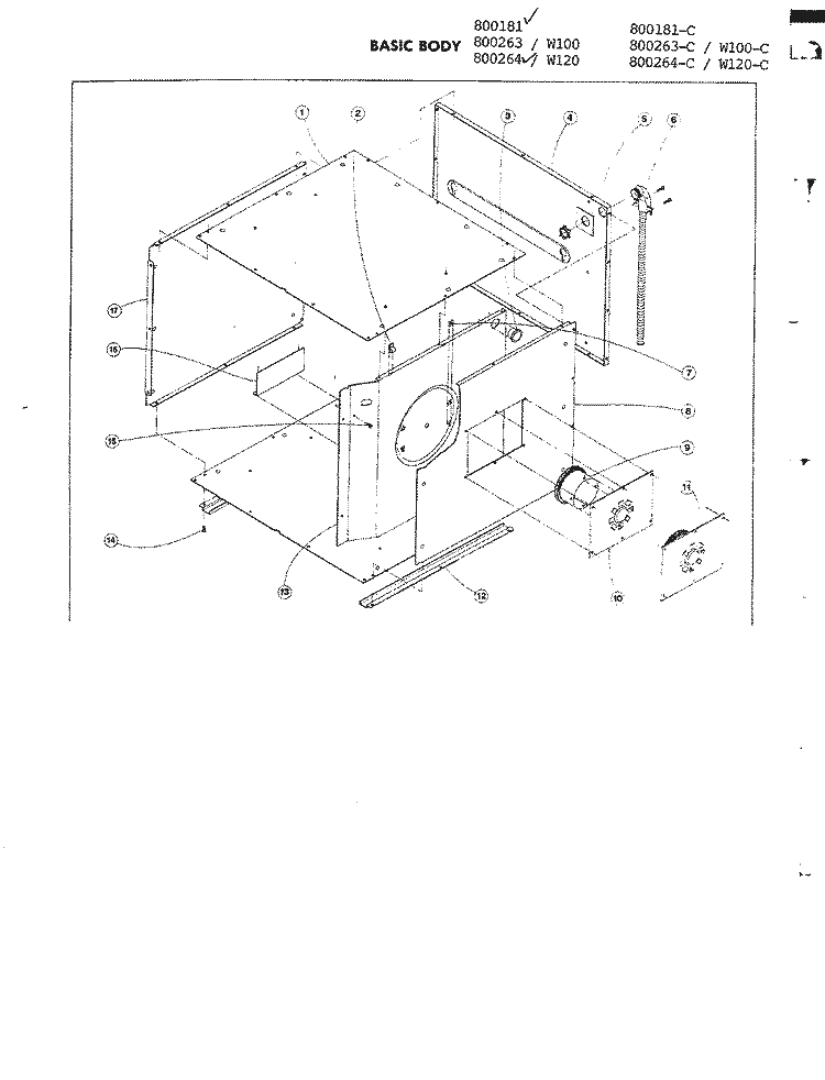 BODY Diagram and Parts List for 800264  Jenn-Air Wall Oven