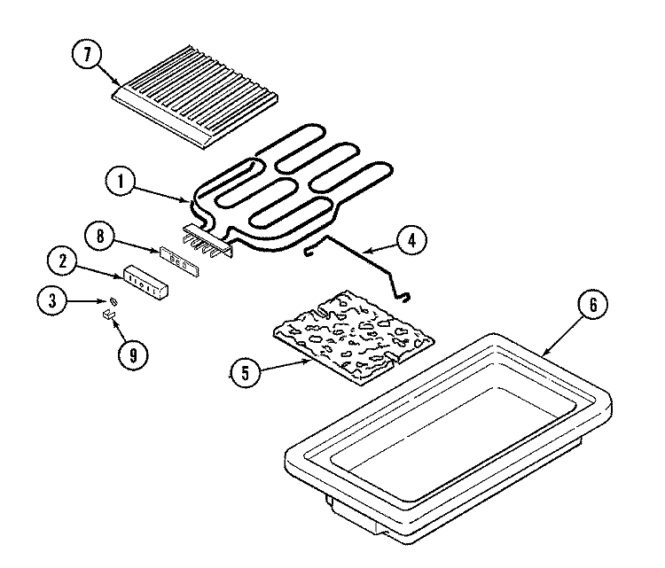 GRILL CARTRIDGE Diagram and Parts List for A158  Jenn-Air Cooktop