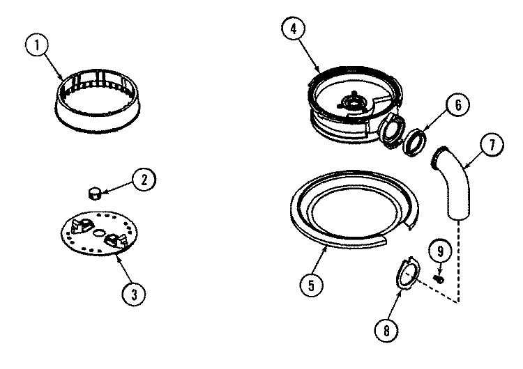 UPPER HOUSING (GRINDING) Diagram and Parts List for GC100  Jenn-Air Food Waste Disposer